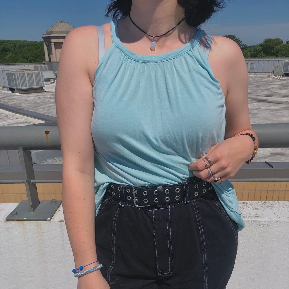Long Blue Tank Top